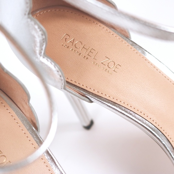 Rachel Zoe Silver Scalloped Stiletto Sandal Heels NWT Size 9 - Picture 6 of 7